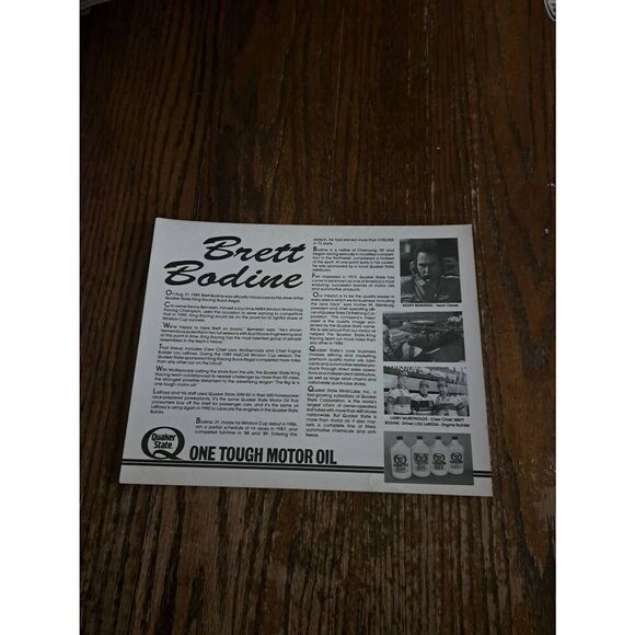 VTG 1990 Brett Bodine Quaker State Racing Driver Card NASCAR King Racing Buick - Picture 3 of 3